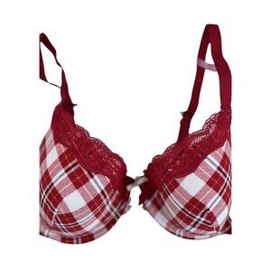 Ambrielle Organic Cotton Demi Classic Racerback Red Plaid Bra Size 38C